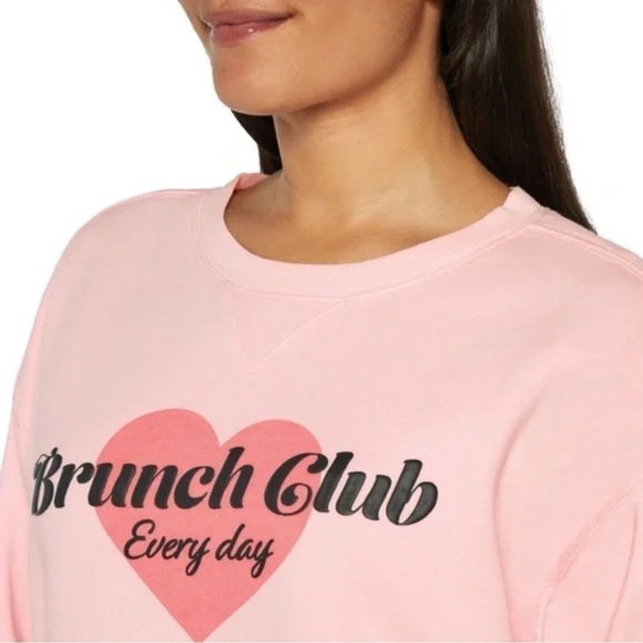 Wildfox “Brunch Club” Pink Oversized Crew Graphic Bubble Print Sweatshirt - Picture 2 of 8